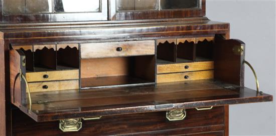 A Regency mahogany secretaire bookcase, W.3ft 3in. D.1ft 8in. H.7ft 3in.